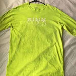 PINK XS Neon Green/Yellow Long Sleeved Tee